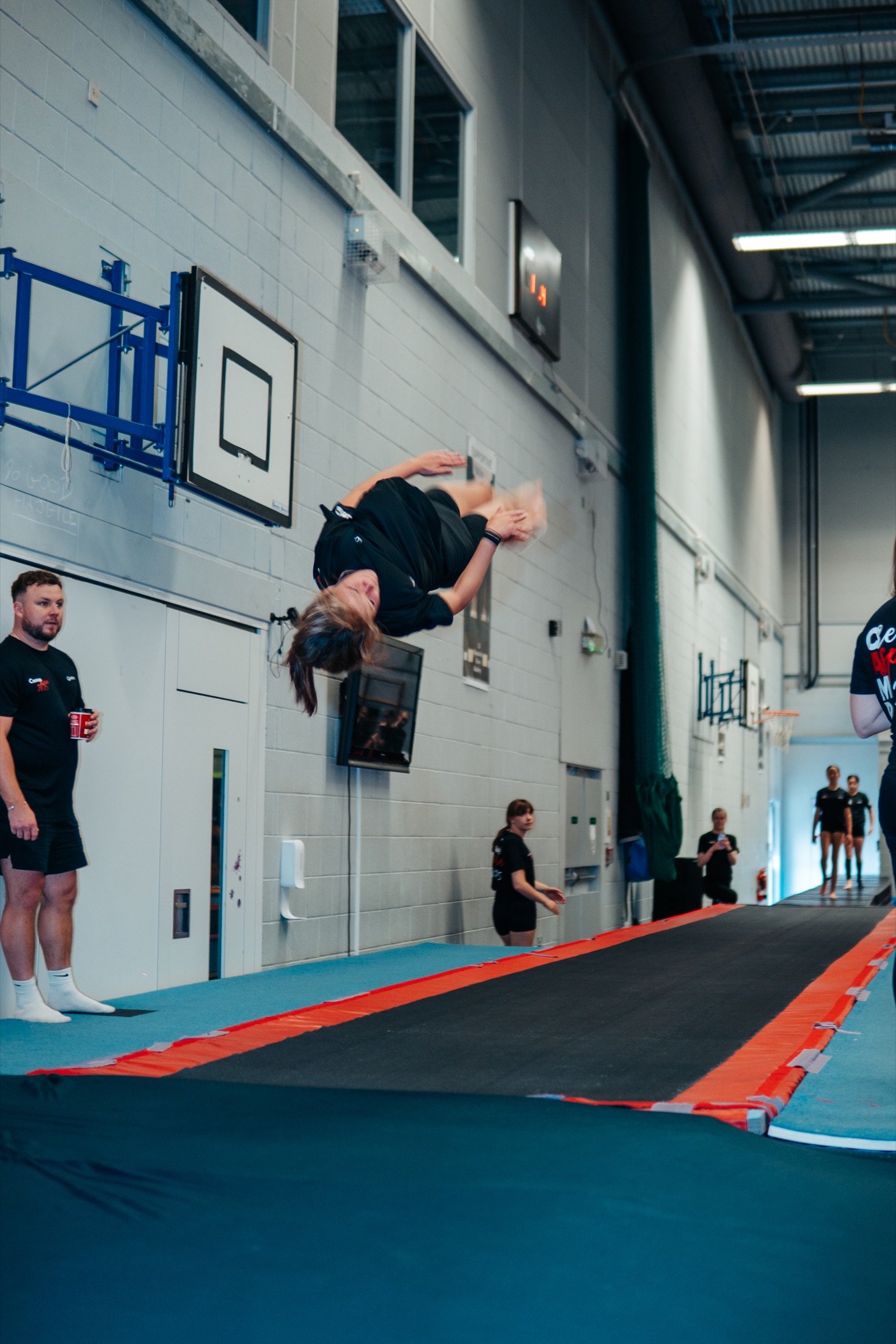 Gymnast progressing through a Camp Aspire training session in Crewe
